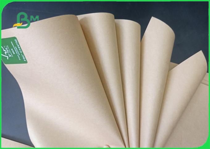 Width 70*100cm tear resistant smooth surface 70 - 80g brown FDA kraft paper in roll