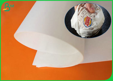 น้ำมันทน 30gsm 35gsm 40gsm หนึ่งด้านเคลือบสีขาวอาหารเกรด Hamburger ม้วนกระดาษสำหรับ Packets เบอร์เกอร์