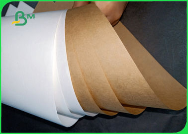80gsm 90gsm FDA เยื่อกระดาษบริสุทธิ์สีขาว / สีน้ำตาลม้วนกระดาษงานฝีมือสำหรับถุงแป้ง