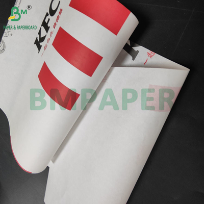 กระดาษกันไขมันพิมพ์สี 38gsm สําหรับการบรรจุกะบะสมาธิอาหารของสหภาพยุโรป