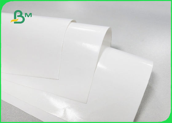350gr กระดาษสีขาวเคลือบม้วนพลาสติก 20gr สำหรับกล่องอาหารกว้าง 100 ซม. 70 ซม