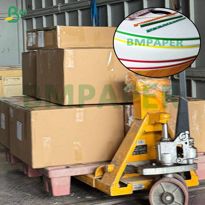กระดาษฟางเกรดอาหาร 60 กรัม ขนาด 15 มม. X 3100 มม. สำหรับหลอดเครื่องดื่ม ลวดลายต่างๆ