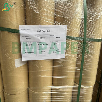 ม้วนกระดาษคราฟท์สำหรับบรรจุภัณฑ์ กว้าง 600 มม. แกน 50 มม. | 60 แกรม 80 แกรม | ความยาวสั่งตัดได้