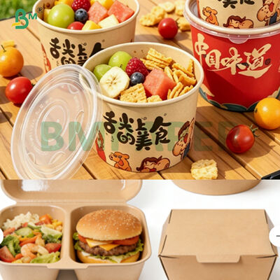 FDA กระดาษอาหารถนน PE ที่เคลือบกันน้ํามัน ไมโครเวฟสําหรับถังอาหาร
