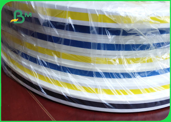 28g &amp; 60g &amp; 120g ฟางกระดาษสีฟ้าม้วนพิมพ์ FSC และ FDA แถบยืดหยุ่น